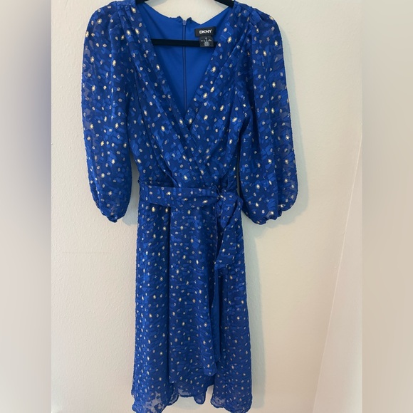 Dkny Dresses & Skirts - DKNY Women’s Royal Blue Dress with Gold Accents PTP 16”